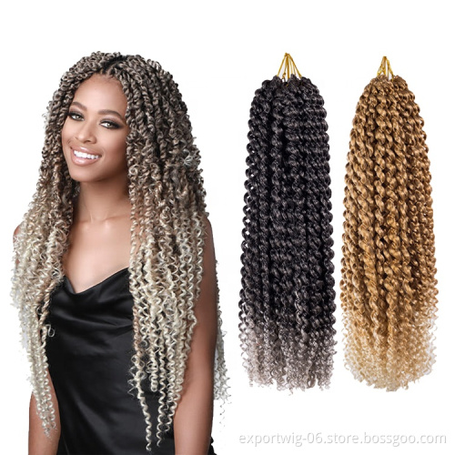 Long Passion Twist Crochet Hair Extensions Ombre Braiding Hair Curly Synthetic Water Wave Braiding Hair Crochet Braids